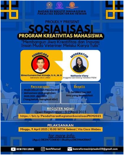 Improving the Quality of PKM, FVM Unud is holding a 2023 Student Creativity Program Socialization